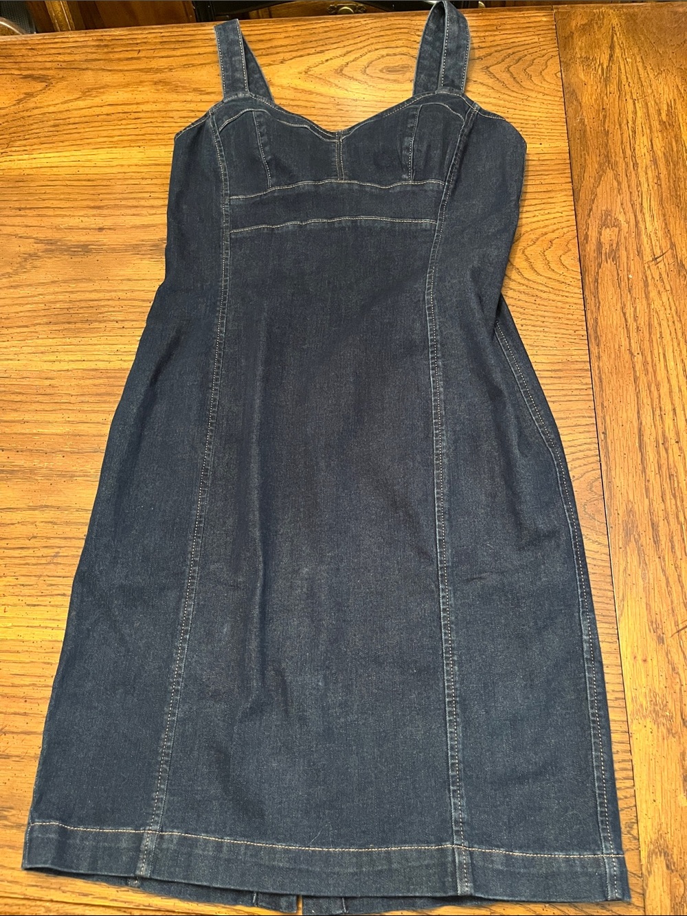 White House Black Market Blue Sheath Midi Denim Dress, size 10